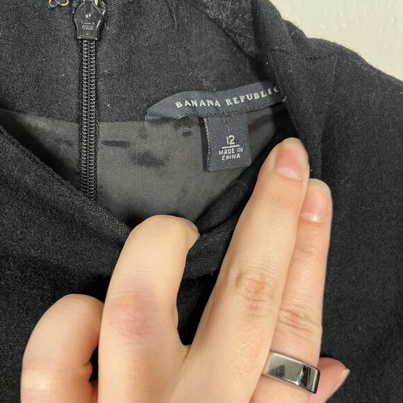 Banana Republic Black 100% Wool Mock Neck Sleeveless Midi Length Dress - Picture 3 of 11